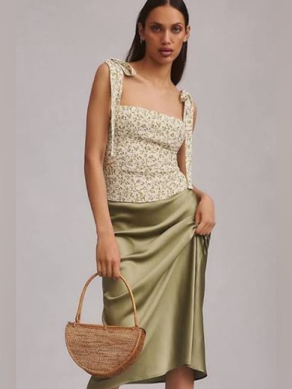 Reformation Ellora ivy floral top tie-strap size 2